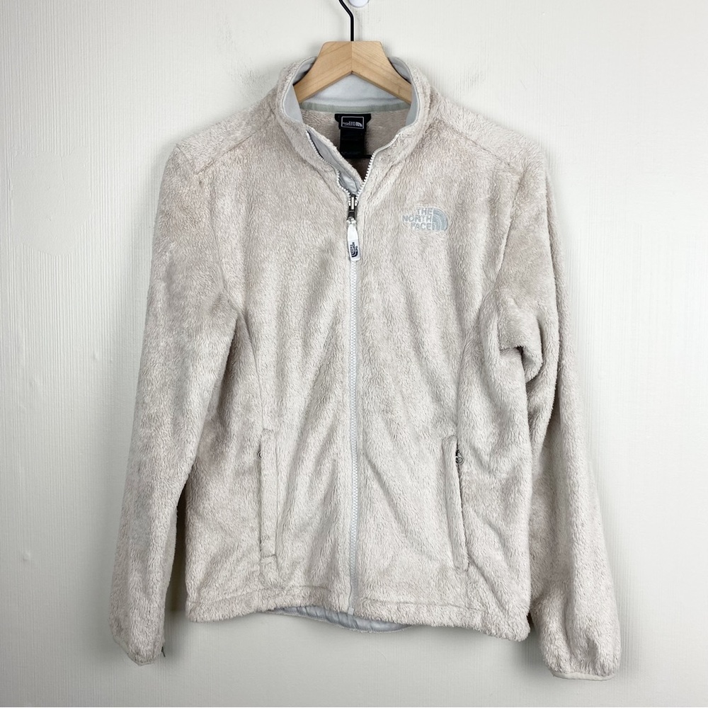 The North Face Sweatshirt Womens Small Beige Full Zip Fleece Jacket